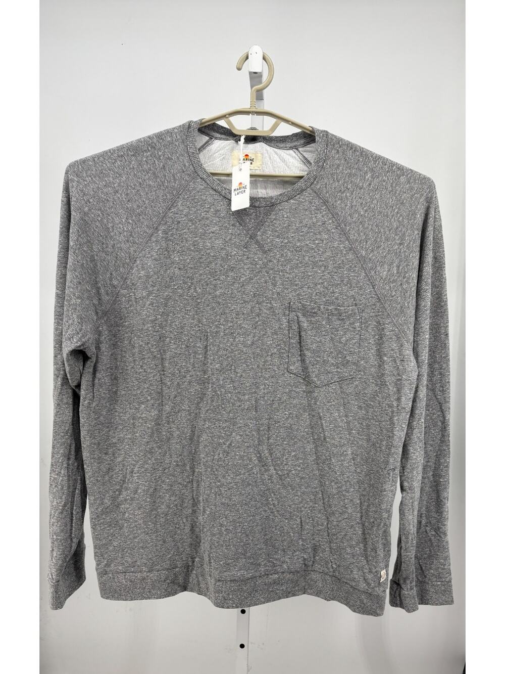 Marine Layer Double Knit Raglan Sweatshirt Mens 2XL Heather Gray Mocktwist NWT